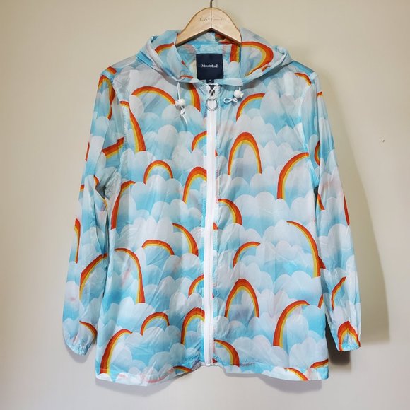 MODCLOTH / S / Women's Mind At Ease Lightweight Rainbow Print Windbreaker Jacket - Picture 2 of 9